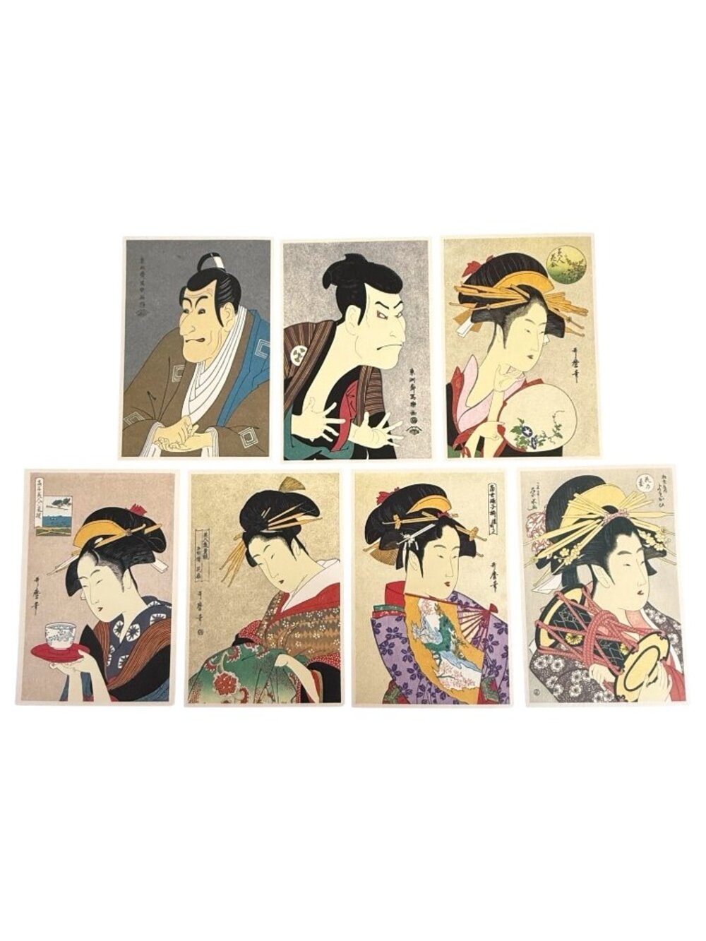 7 Japanese Fukui Asahido Postcards Kyoto Japan Beauties Geisha Girls Kabuki Acto